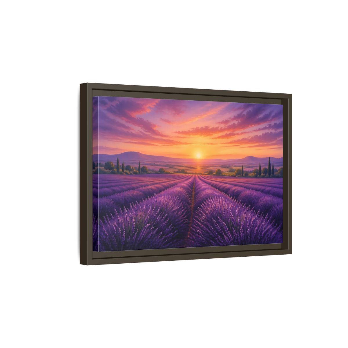 Side Mockup 5. Nature Lavender Field Purple Lavender Sunset shown as stretched canvas wall art