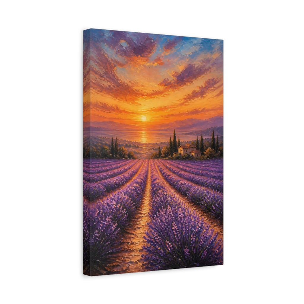 Side Mockup 4. Nature Lavender Field Lavender Sunset shown as stretched canvas wall art