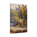 Side Mockup 4. Nature Lavender Flowers Lavender And Yellow Floral shown as stretched canvas wall art