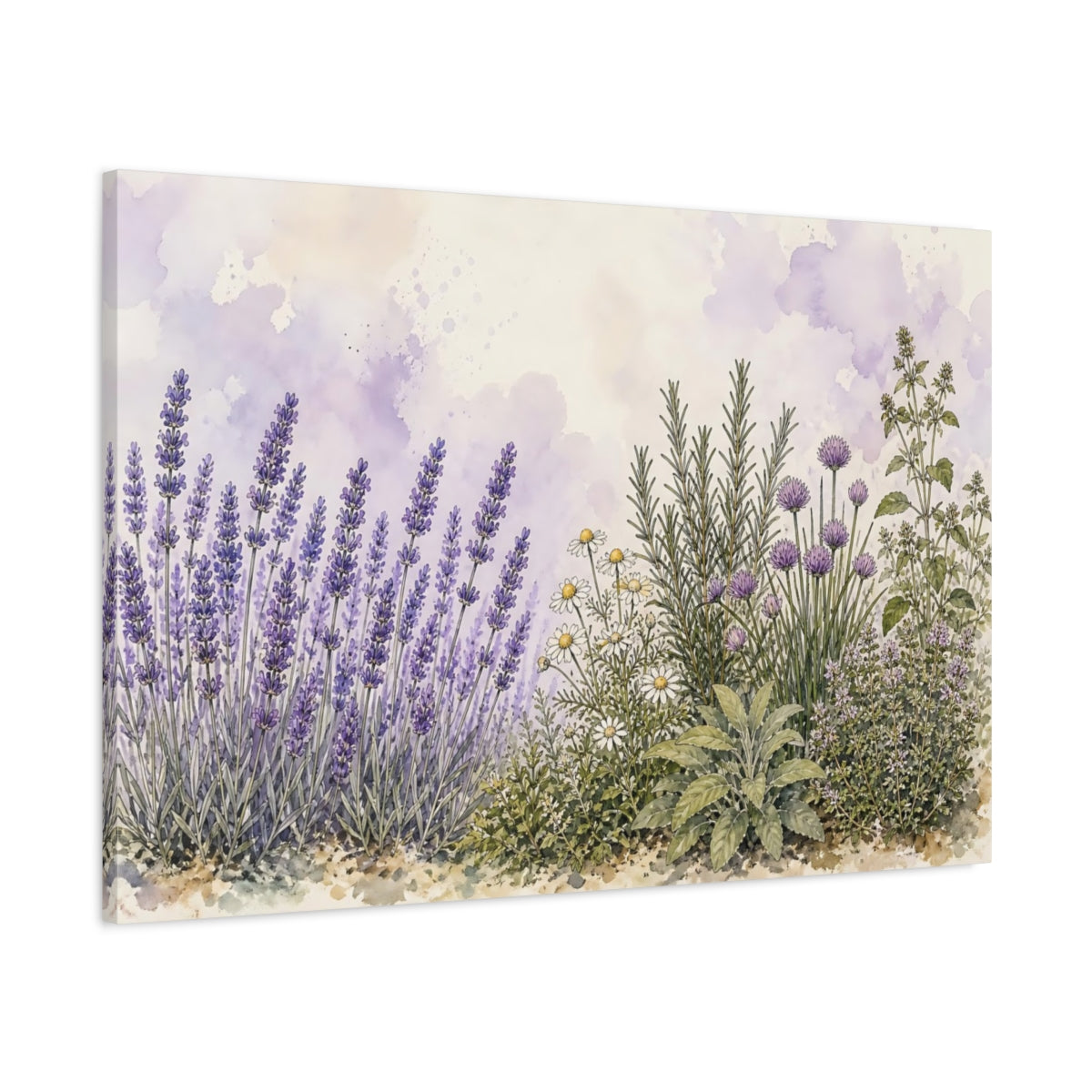 Main Mockup. Nature Lavender Garden Purple Lavender Garden shown as stretched canvas wall art