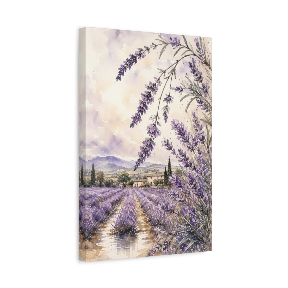 Side Mockup 4. Nature Lavender Purple Lavender shown as stretched canvas wall art