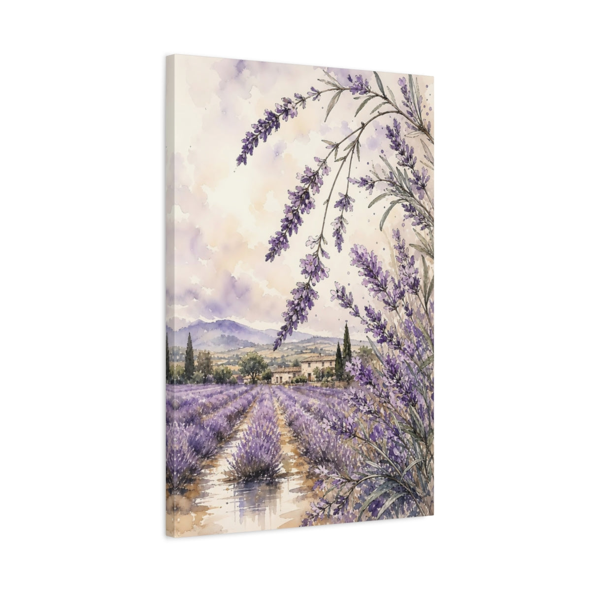 Side Mockup 2. Nature Lavender Purple Lavender shown as stretched canvas wall art