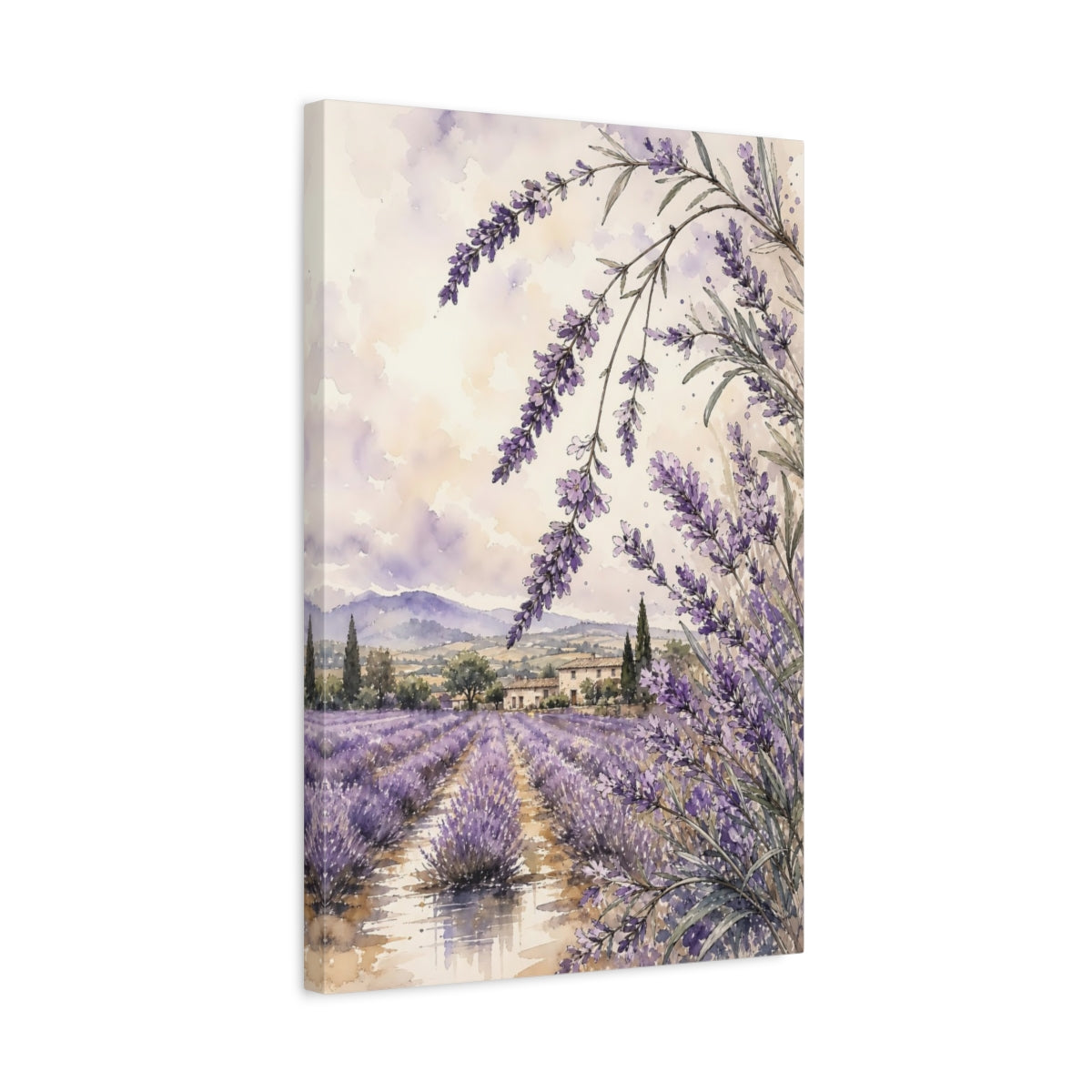 Side Mockup 3. Nature Lavender Purple Lavender shown as stretched canvas wall art