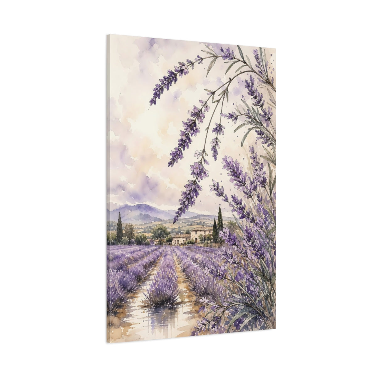 Side Mockup 1. Nature Lavender Purple Lavender shown as stretched canvas wall art