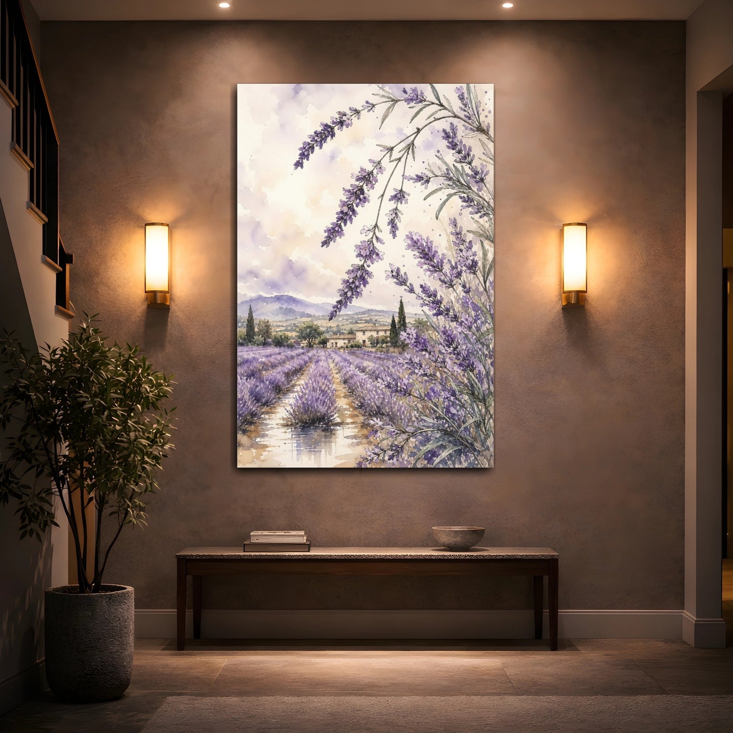 Mockup 2. Nature Lavender Purple Lavender shown as stretched canvas wall art