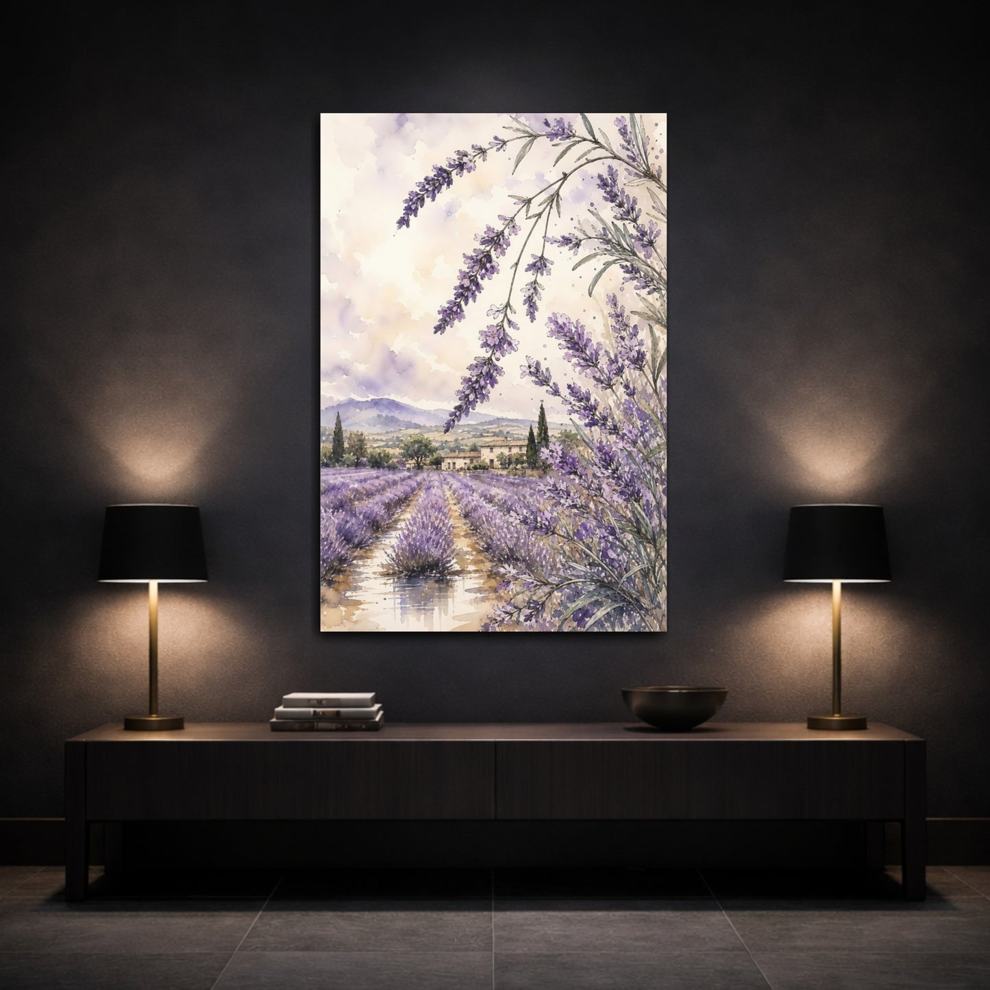 Mockup 3. Nature Lavender Purple Lavender shown as stretched canvas wall art