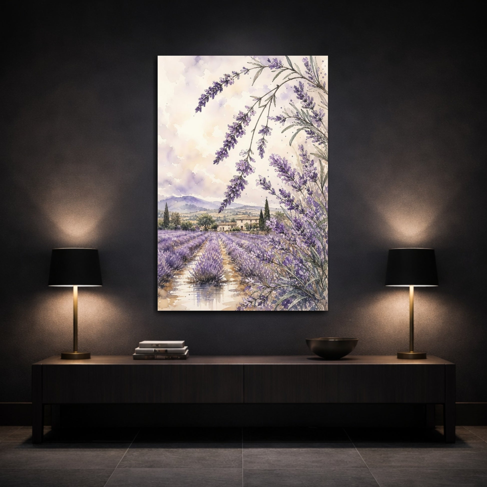 Mockup 3. Nature Lavender Purple Lavender shown as stretched canvas wall art
