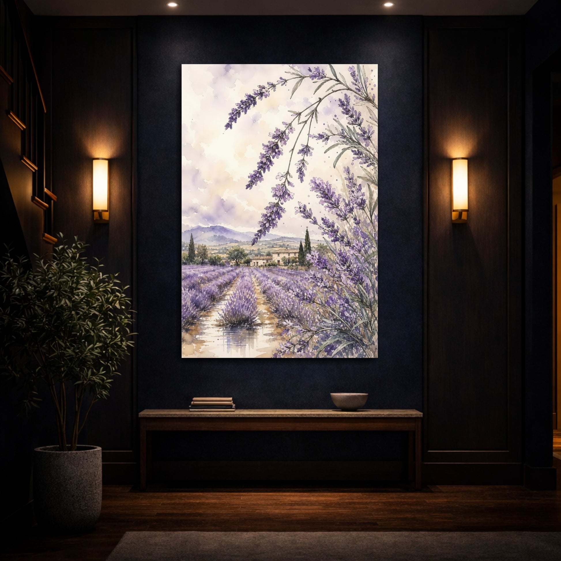 Mockup 4. Nature Lavender Purple Lavender shown as stretched canvas wall art