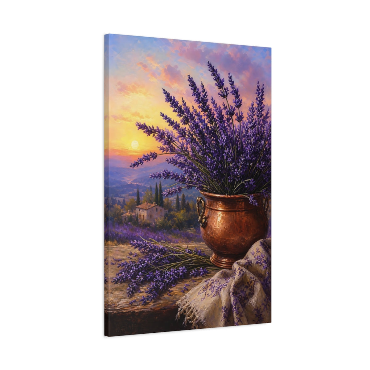 Main Mockup. Nature Lavender Purple Lavender Sunset shown as stretched canvas wall art