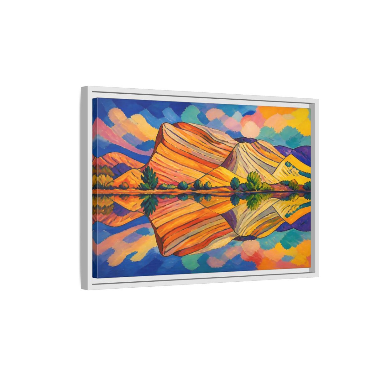 Side Mockup 1. Nature Layered Hills shown as framed canvas print