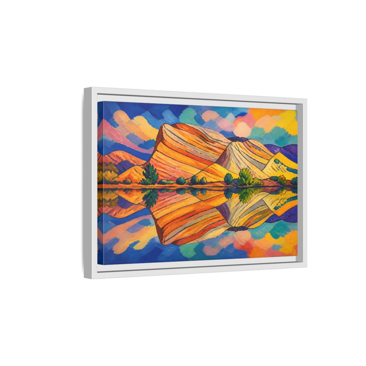 Side Mockup 4. Nature Layered Hills shown as framed canvas print