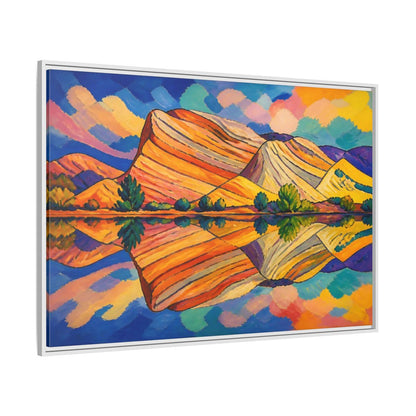 Side Mockup 7. Nature Layered Hills shown as framed canvas print