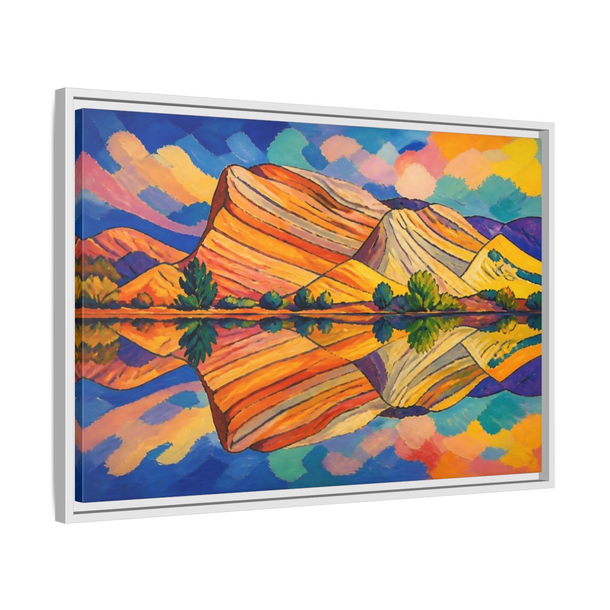 Side Mockup 10. Nature Layered Hills shown as framed canvas print
