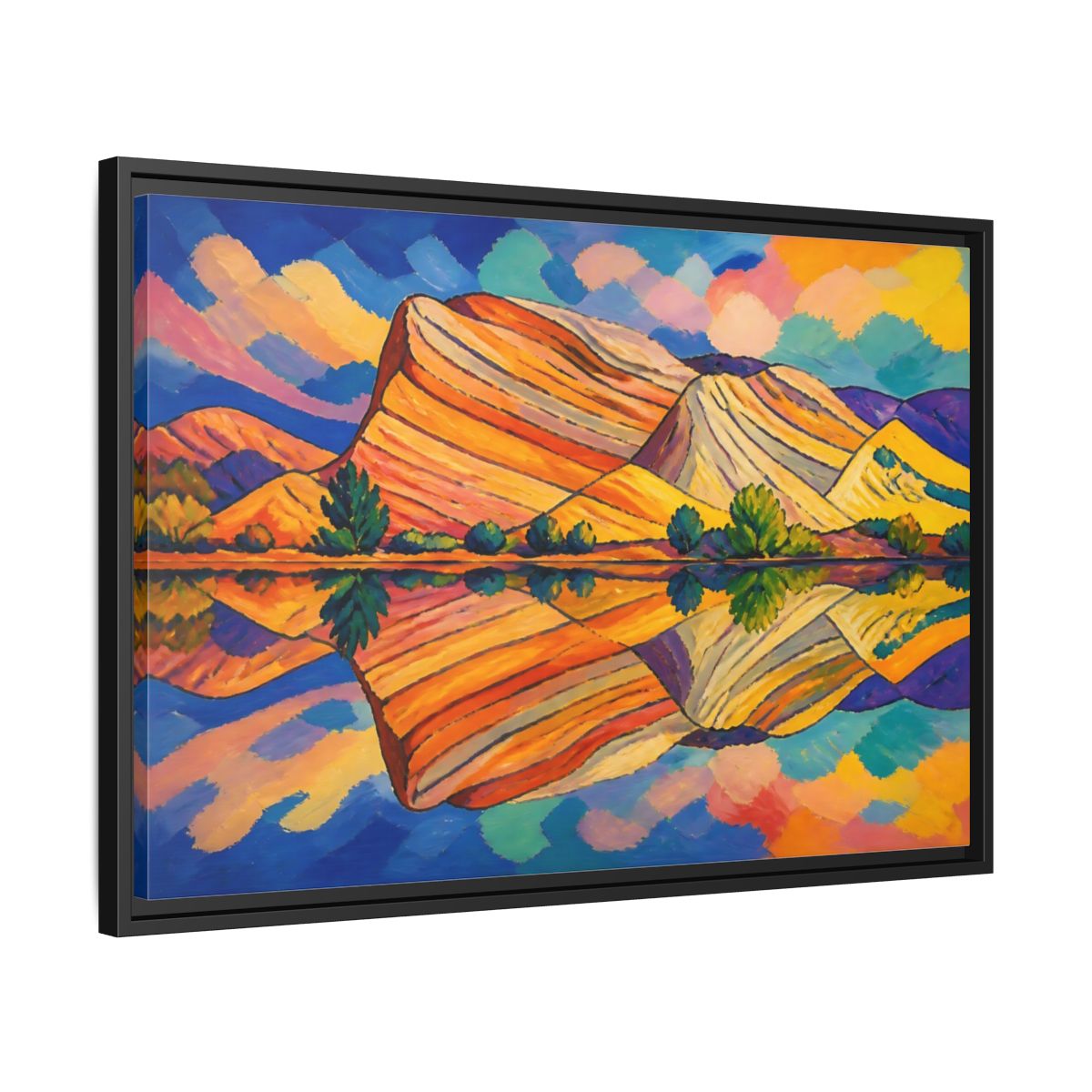 Side Mockup 14. Nature Layered Hills shown as framed canvas print