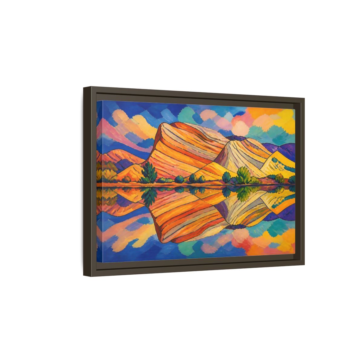 Side Mockup 5. Nature Layered Hills shown as framed canvas print
