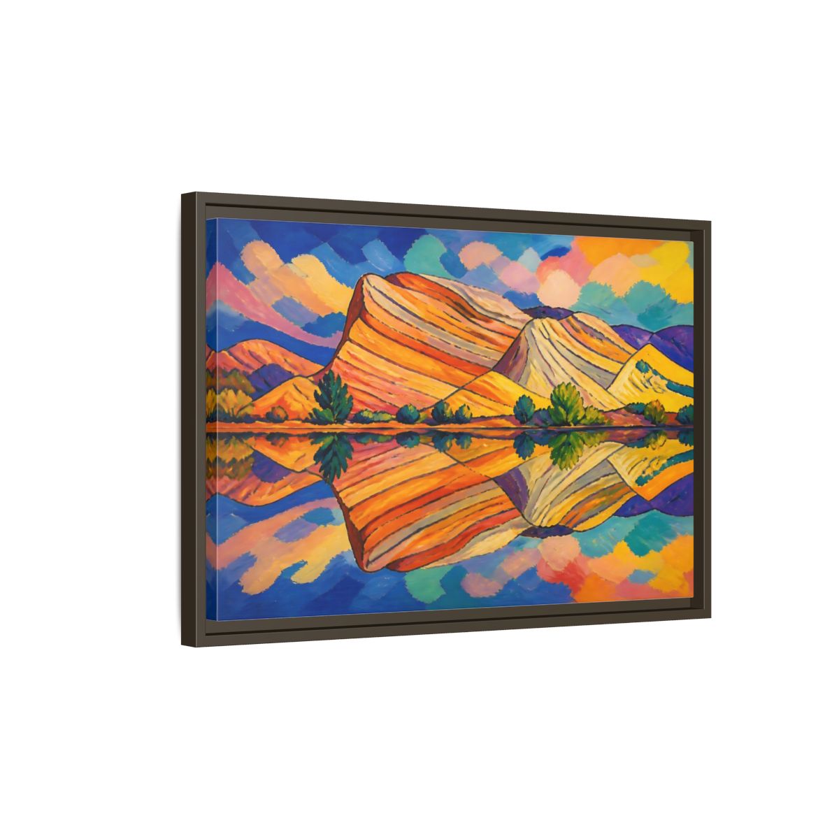 Side Mockup 2. Nature Layered Hills shown as framed canvas print