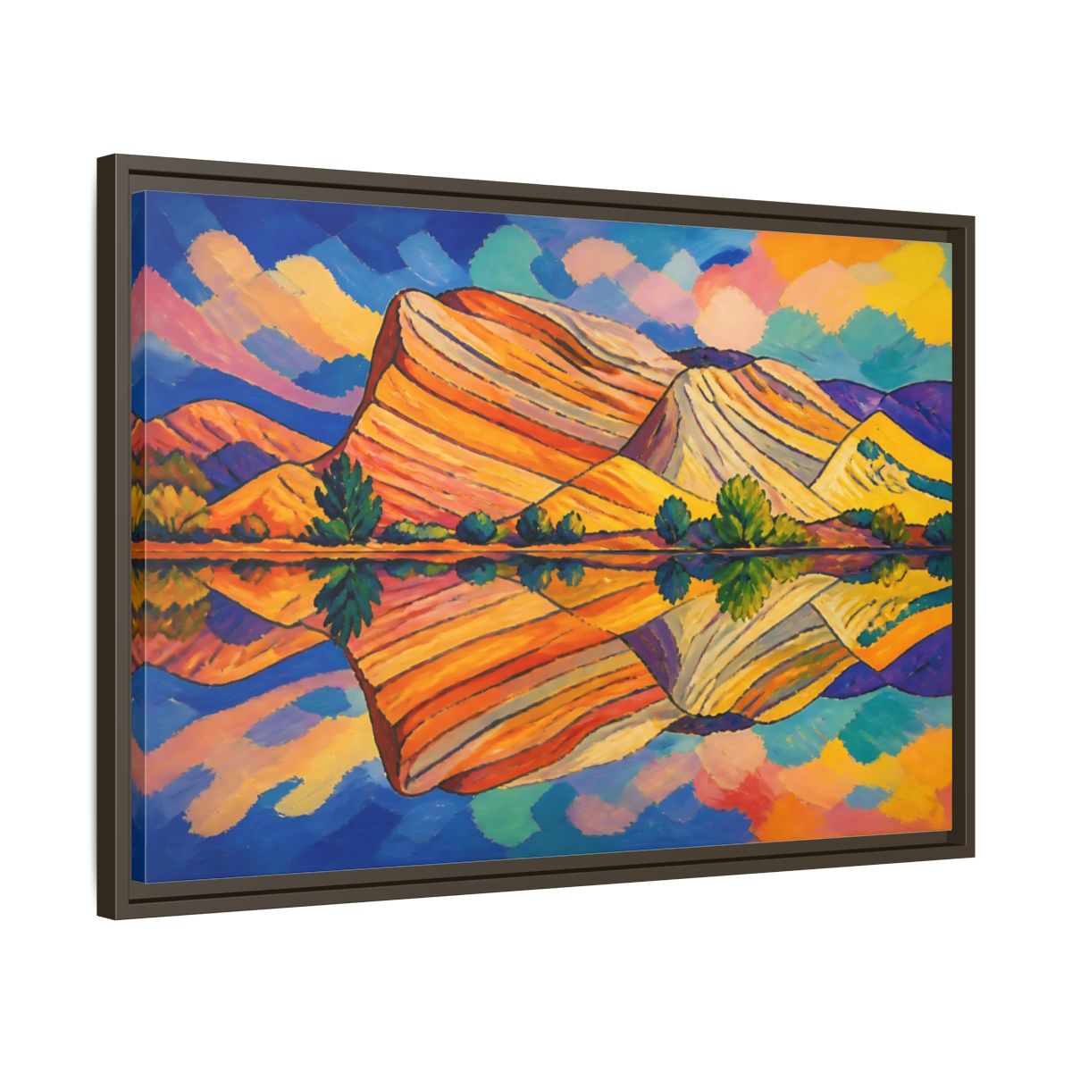 Side Mockup 11. Nature Layered Hills shown as framed canvas print