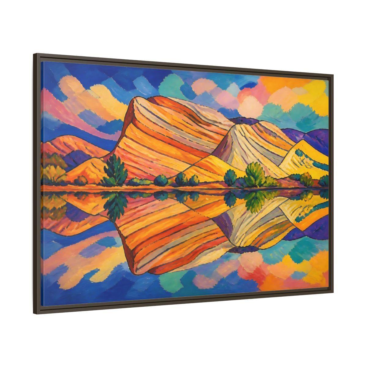 Side Mockup 8. Nature Layered Hills shown as framed canvas print