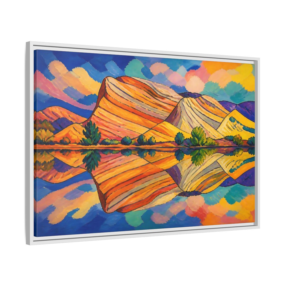 Side Mockup 9. Nature Layered Hills shown as framed canvas print
