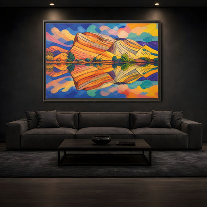Mockup 3. Nature Layered Hills shown as framed canvas print