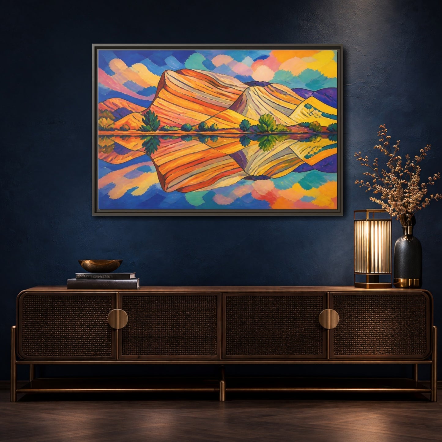 Mockup 4. Nature Layered Hills shown as framed canvas print