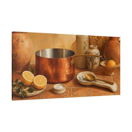 Main Mockup. Nature Lemons Orange And Yellow shown as canvas print