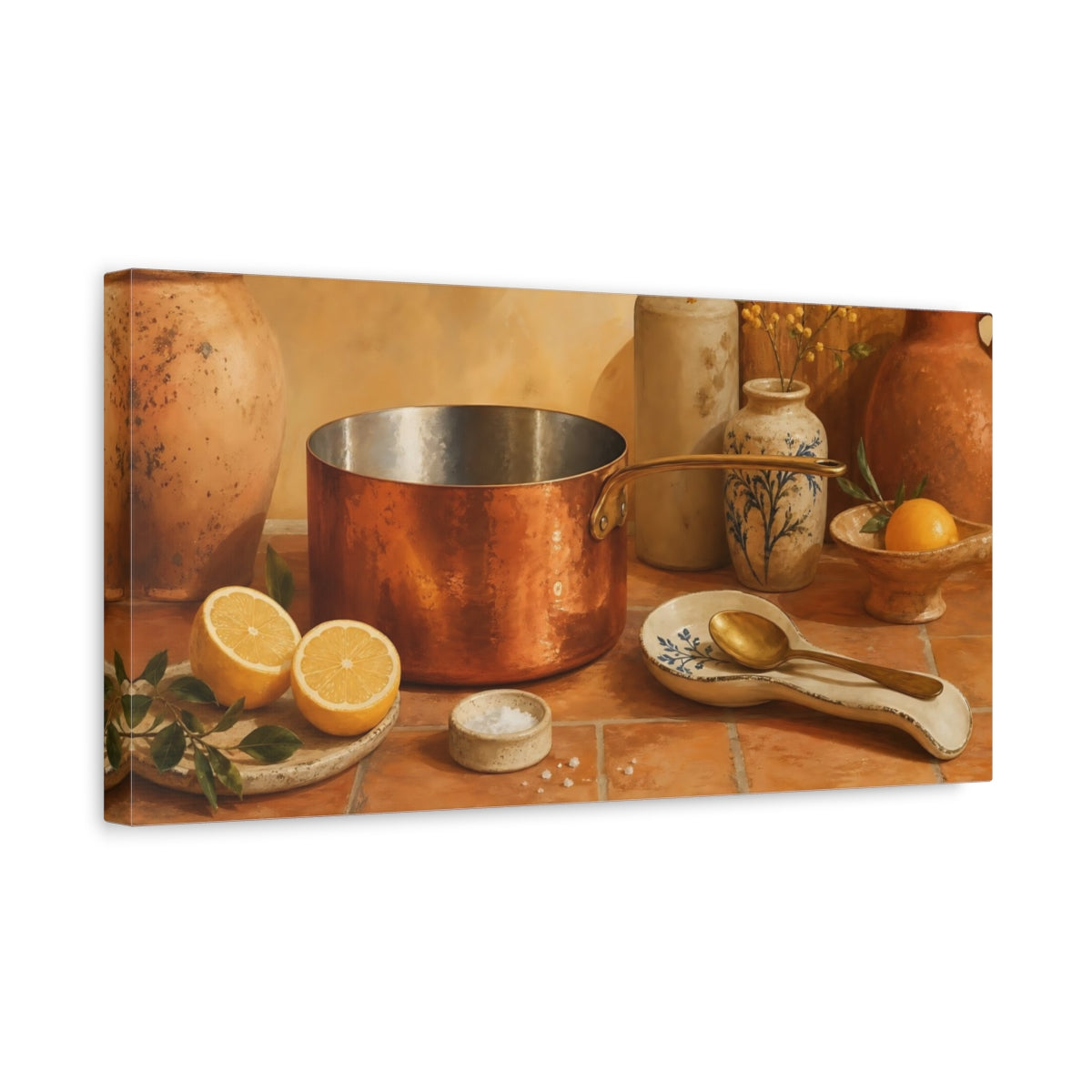 Side Mockup 3. Nature Lemons Orange And Yellow shown as canvas print