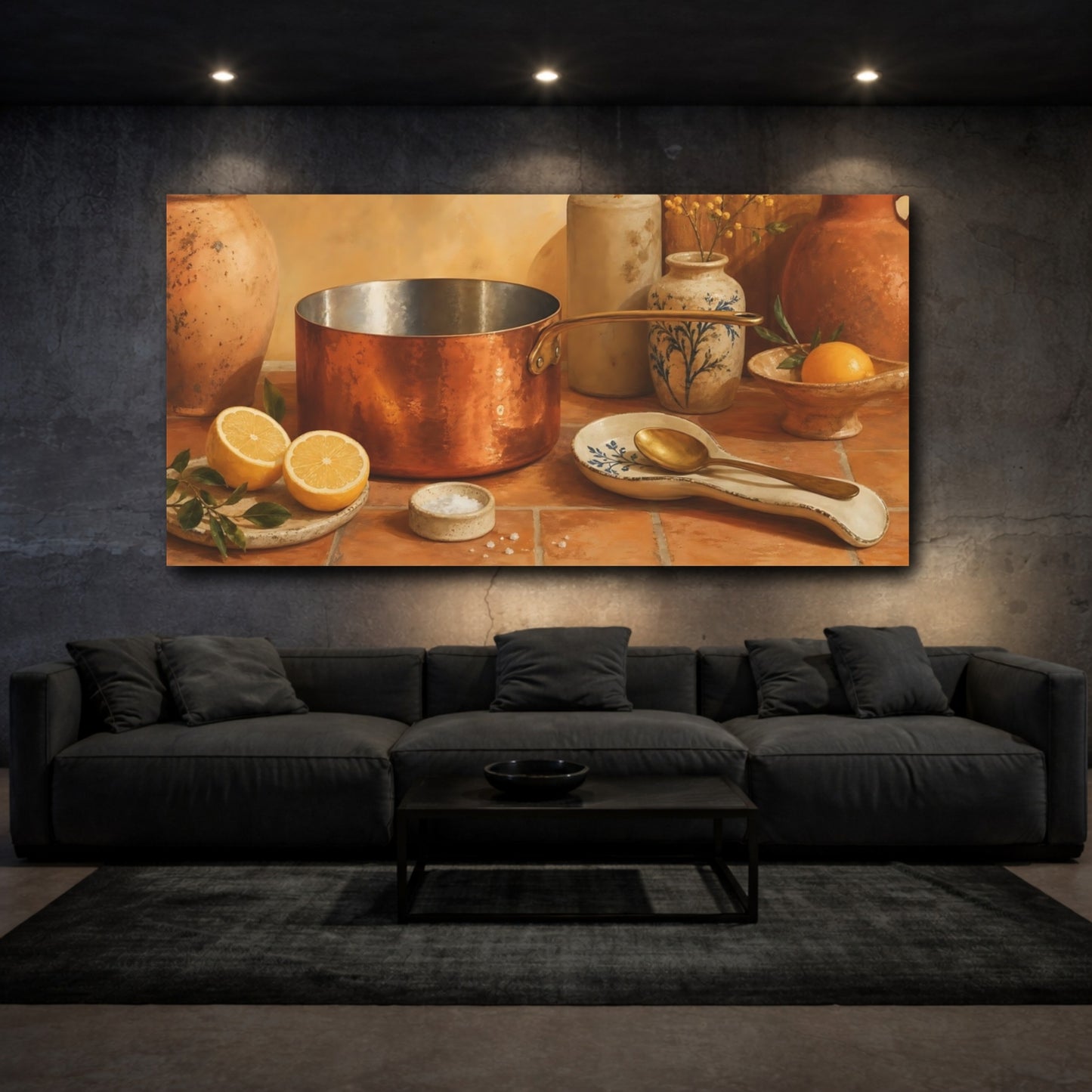 Mockup 3. Nature Lemons Orange And Yellow shown as canvas print