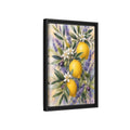 Side Mockup 6. Nature Lemons Yellow Purple Botanical shown as stretched canvas wall art