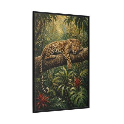Side Mockup 12. Nature Leopard Green Brown Leopard shown as stretched canvas wall art