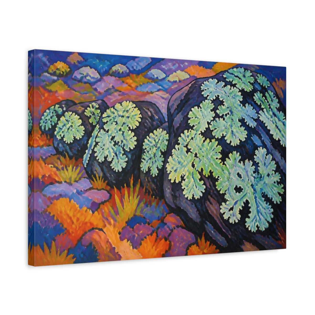 Side Mockup 3. Nature Lichens On Rock shown as canvas print