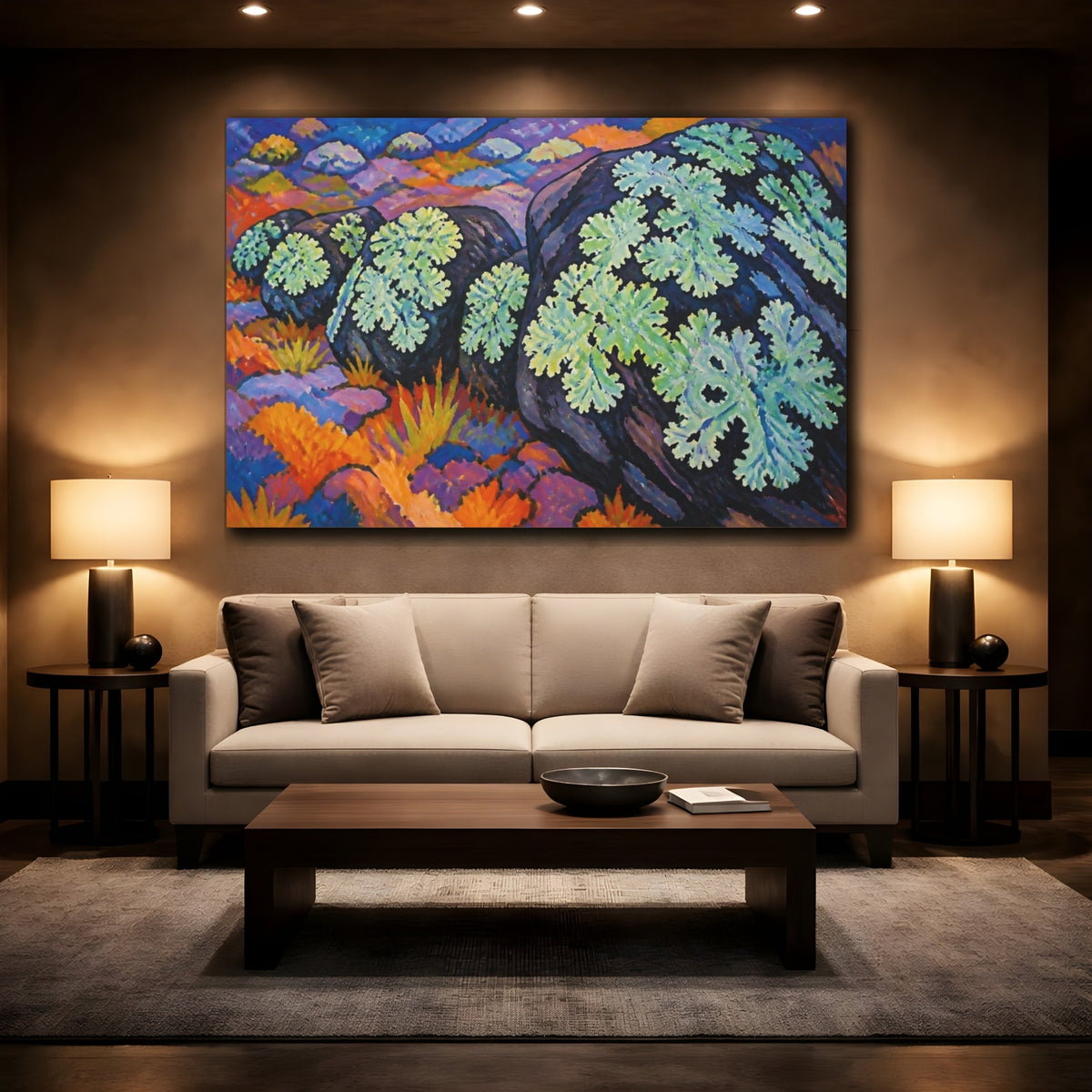 Mockup 2. Nature Lichens On Rock shown as canvas print