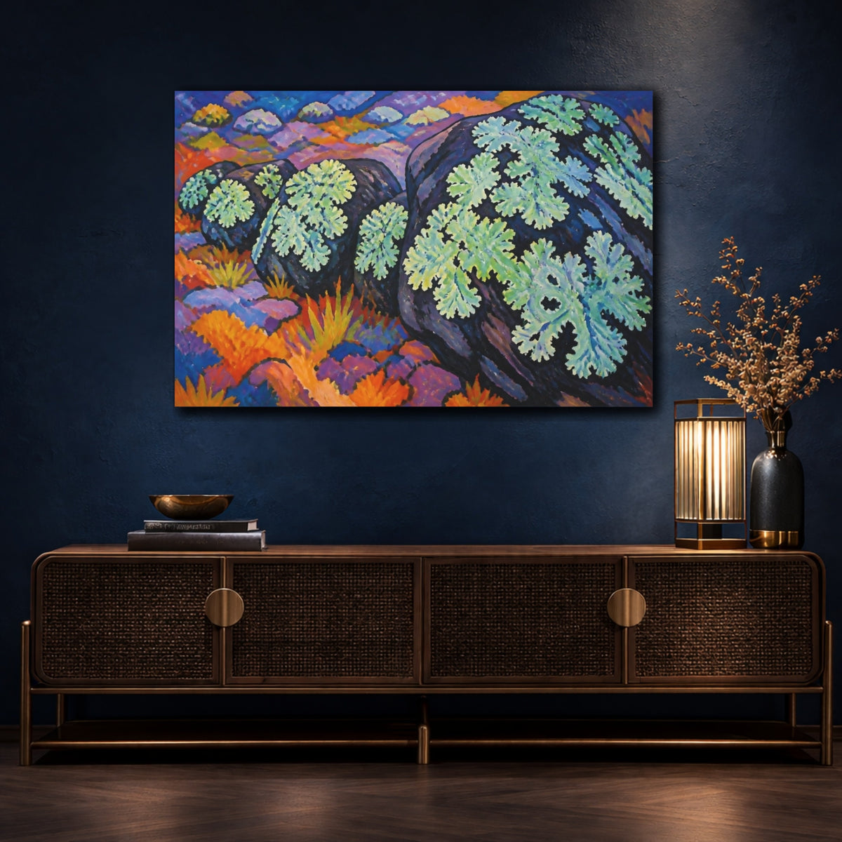 Mockup 4. Nature Lichens On Rock shown as canvas print