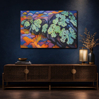 Mockup 4. Nature Lichens On Rock shown as canvas print