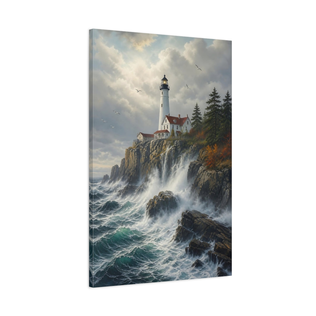 Main Mockup. Nature Lighthouse Coastal Lighthouse shown as stretched canvas wall art