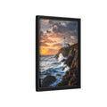 Side Mockup 6. Nature Lighthouse Coastal Sunset shown as stretched canvas wall art