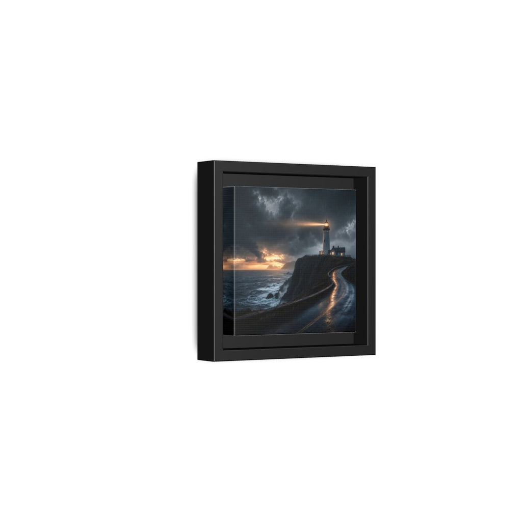 Side Mockup 24. Nature Lighthouse Dark Coastal Lighthouse shown as stretched canvas wall art