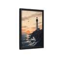 Side Mockup 6. Nature Lighthouse Orange And Blue shown as stretched canvas wall art