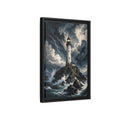 Side Mockup 6. Nature Lighthouse Stormy Lighthouse shown as stretched canvas wall art