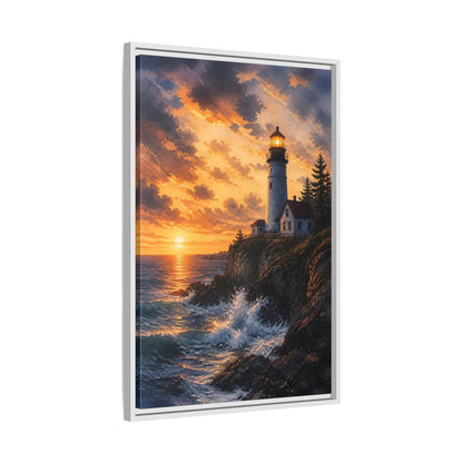 Side Mockup 10. Nature Lighthouse Lighthouse Sunset shown as stretched canvas wall art
