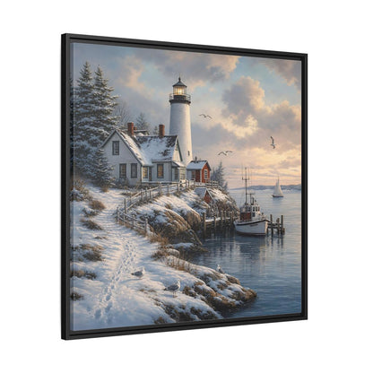 Side Mockup 30. Nature Lighthouse Winter Lighthouse Coast shown as stretched canvas wall art