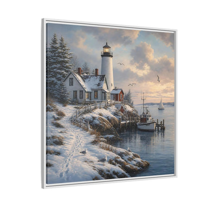 Side Mockup 4. Nature Lighthouse Winter Lighthouse Coast shown as stretched canvas wall art