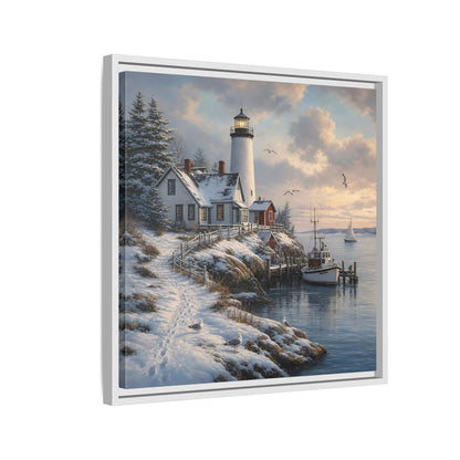 Side Mockup 10. Nature Lighthouse Winter Lighthouse Coast shown as stretched canvas wall art