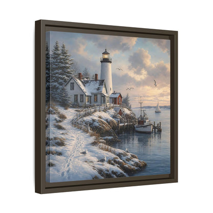 Side Mockup 29. Nature Lighthouse Winter Lighthouse Coast shown as stretched canvas wall art