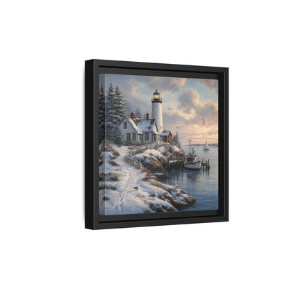 Side Mockup 21. Nature Lighthouse Winter Lighthouse Coast shown as stretched canvas wall art