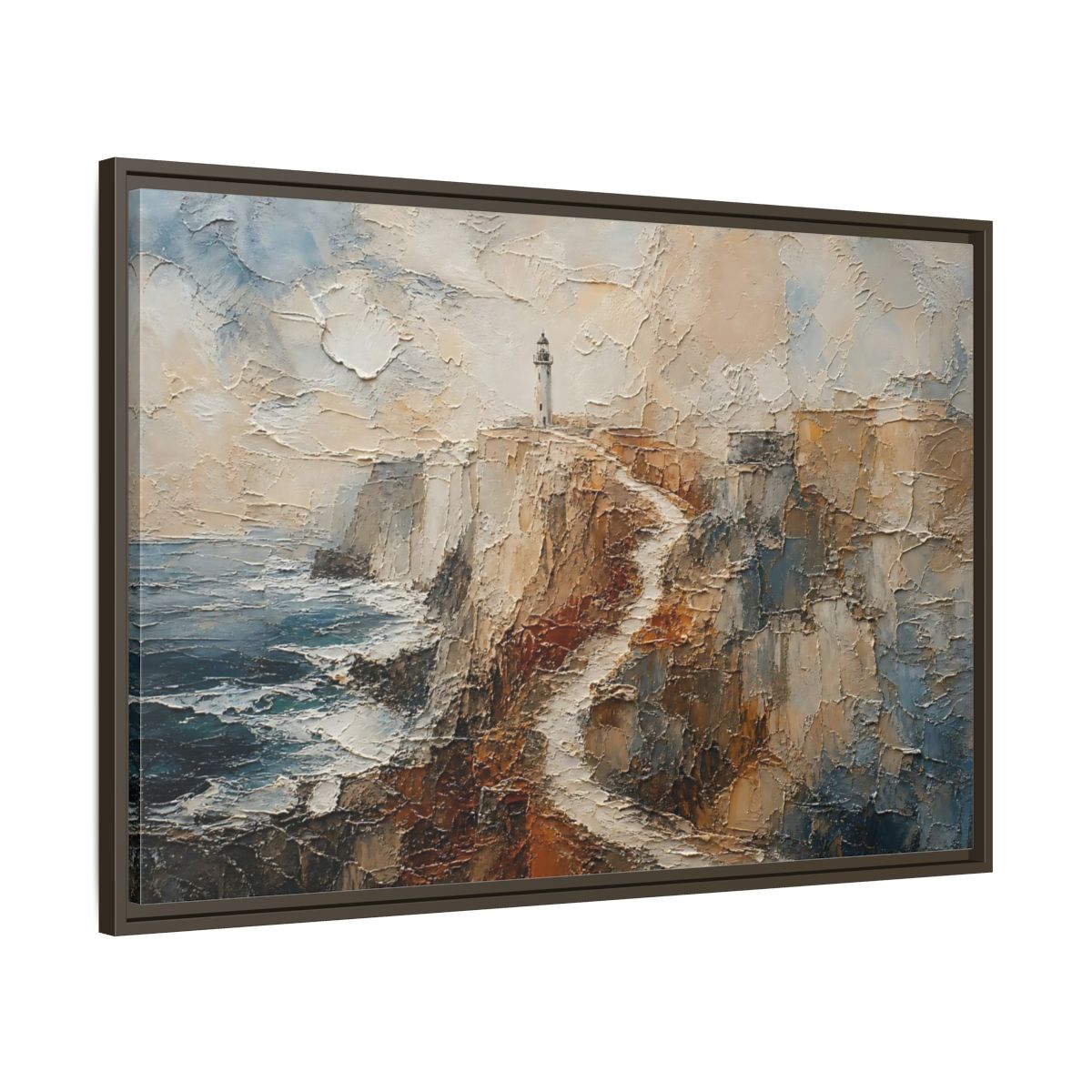 Main Mockup. Nature Lighthouse Cliffs Coastal Lighthouse shown as stretched canvas wall art