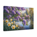 Side Mockup 4. Nature Lilac Flowers Purple Lilac Landscape shown as stretched canvas wall art