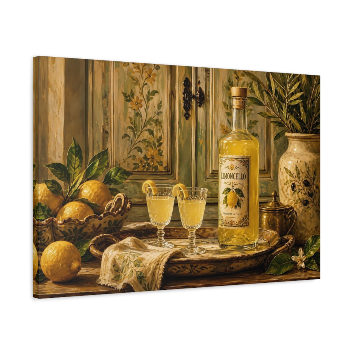 Side Mockup 2. Nature Limoncello Yellow Limoncello shown as stretched canvas wall art