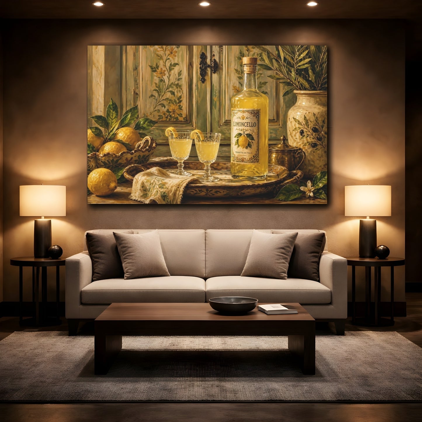 Mockup 3. Nature Limoncello Yellow Limoncello shown as stretched canvas wall art