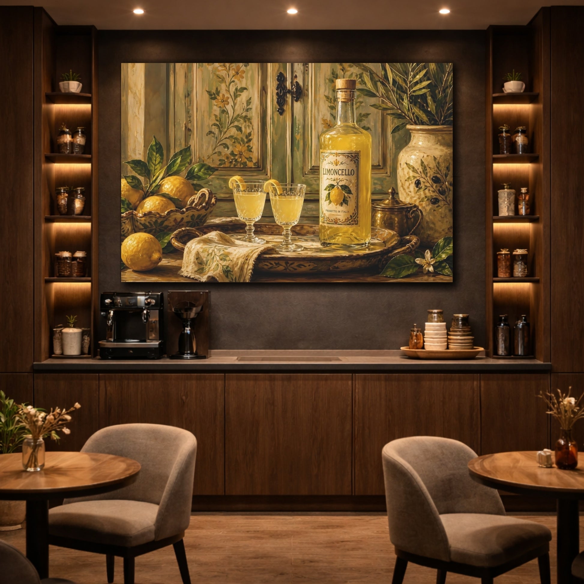 Mockup 4. Nature Limoncello Yellow Limoncello shown as stretched canvas wall art